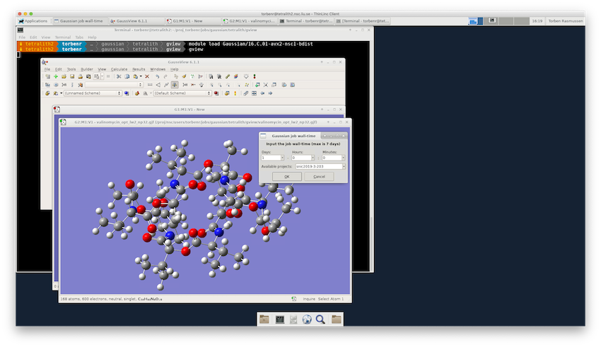 GaussView sgausbatch GUI on Tetralith