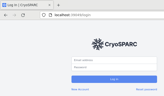 cryoSPARC login page