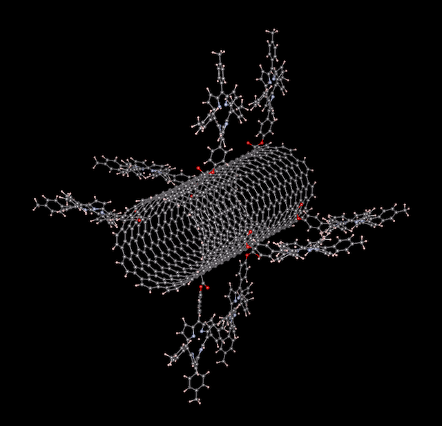 Carbon nanotube with porphyrin groups